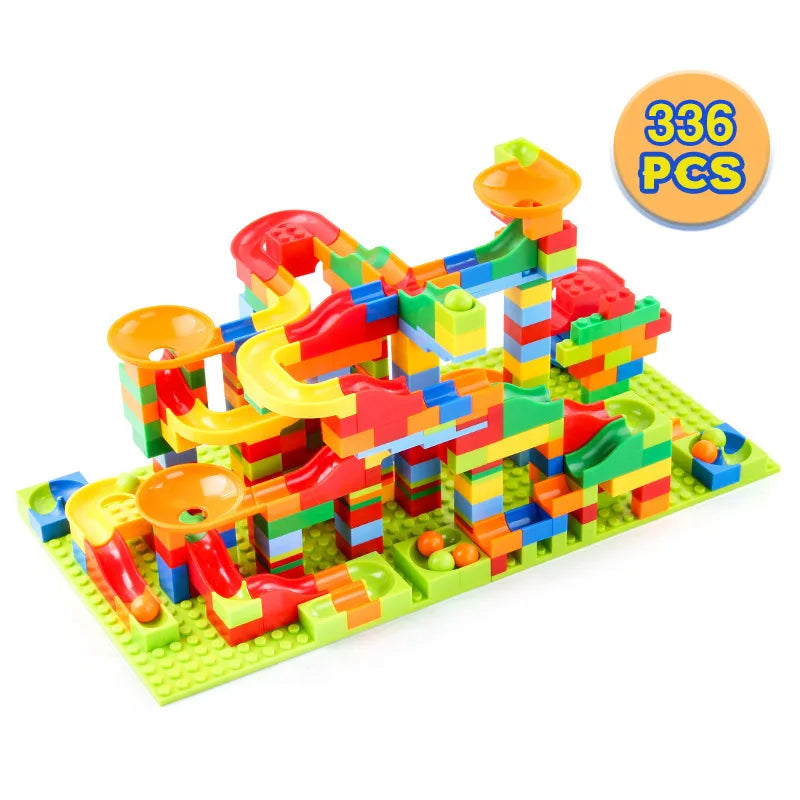 Blocos de Construção de Corrida de Bolinhas 168-366 Peças | Jogo DIY de Labirinto e Funil Deslizante | Lojas Ray Oficial