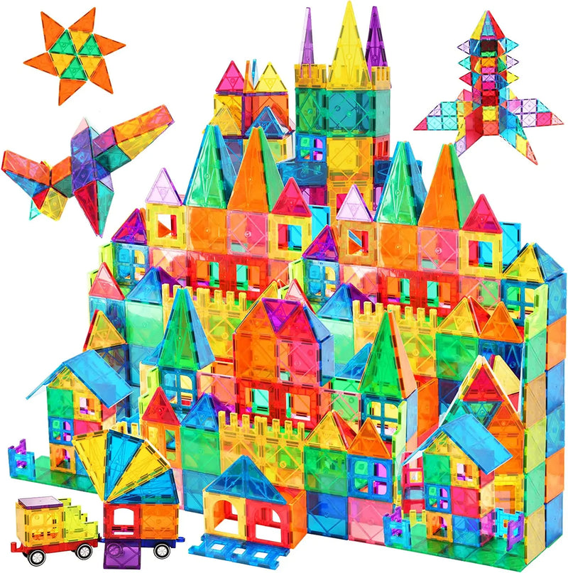 Blocos de Construção Magnéticos 3D Coloridos Transparentes 130 Peças | Brinquedo Educacional de Construção - Lojas Ray Oficial