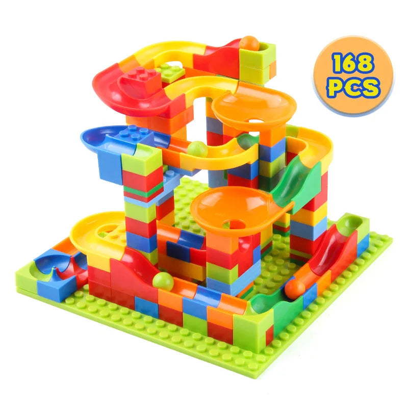 Blocos de Construção de Corrida de Bolinhas 168-366 Peças | Jogo DIY de Labirinto e Funil Deslizante | Lojas Ray Oficial