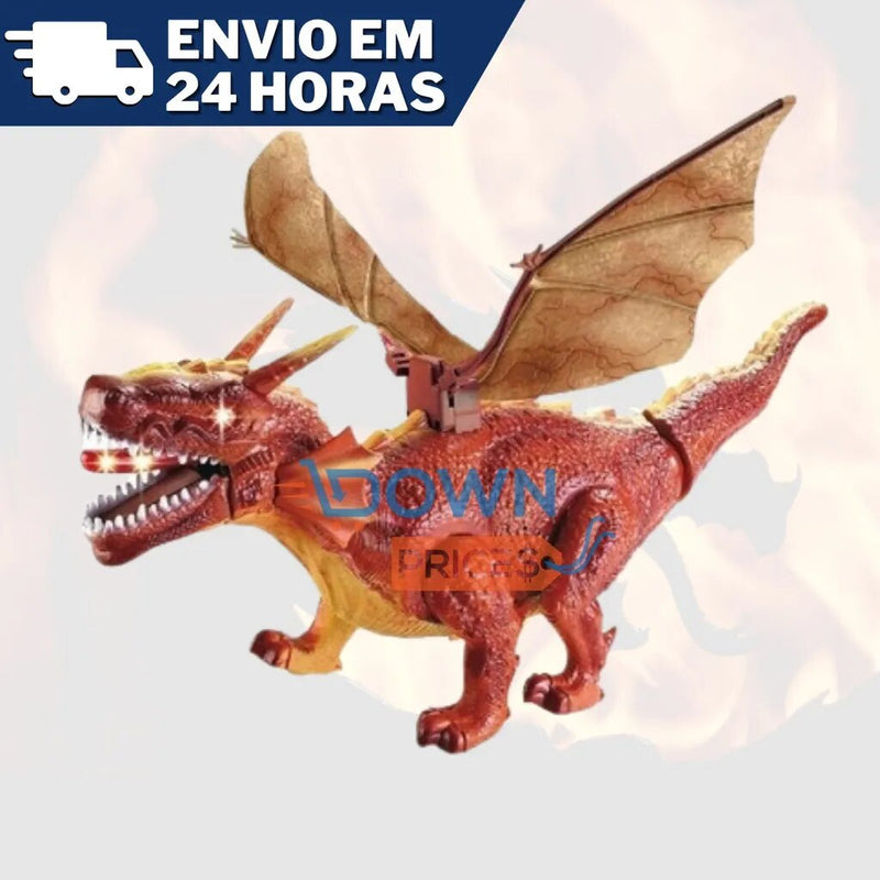 Dragão Místico Brinquedo Infantil Bate Asas Anda 43 Cm com Som