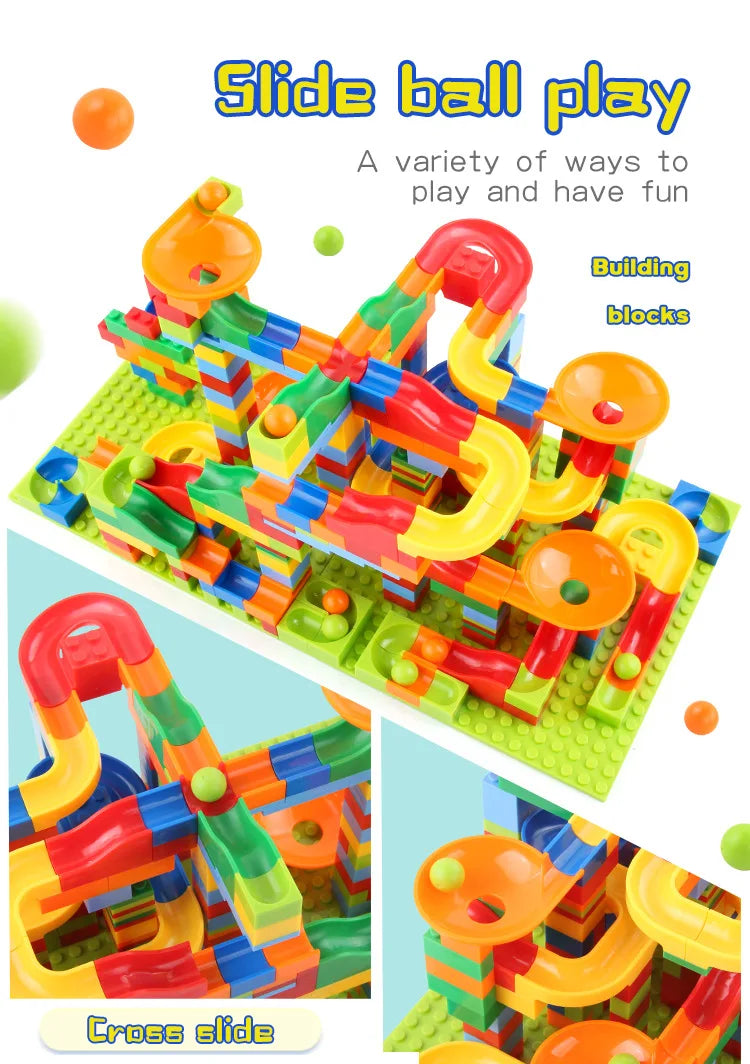 Blocos de Construção de Corrida de Bolinhas 168-366 Peças | Jogo DIY de Labirinto e Funil Deslizante | Lojas Ray Oficial